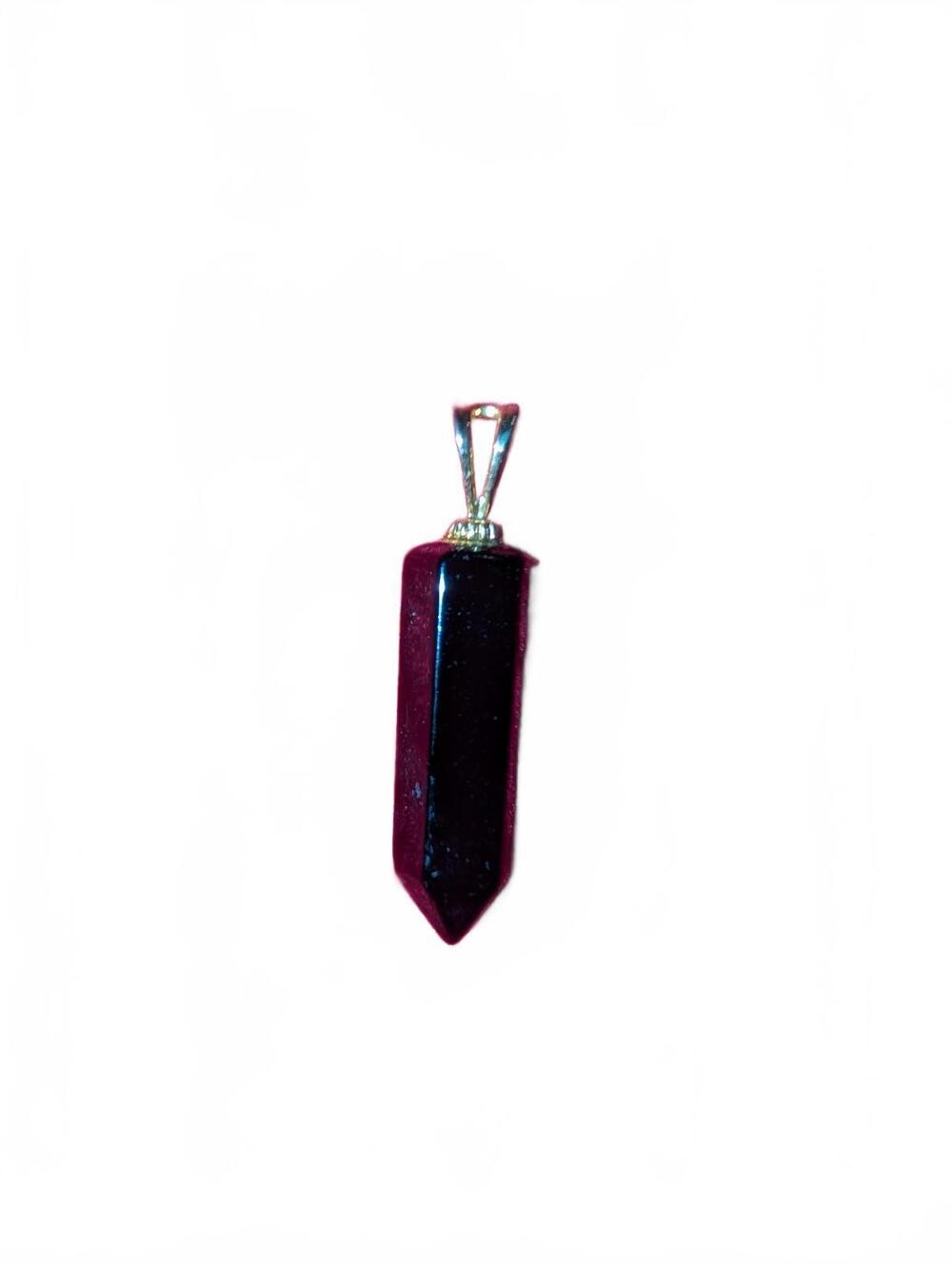 Black Obsidian Crystal Pendant with Gold Bail